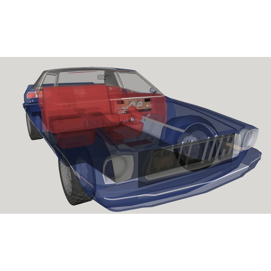 Mustang Ghia 1976 3D Model – Low Poly Antique Car Asset, FBX - View 16