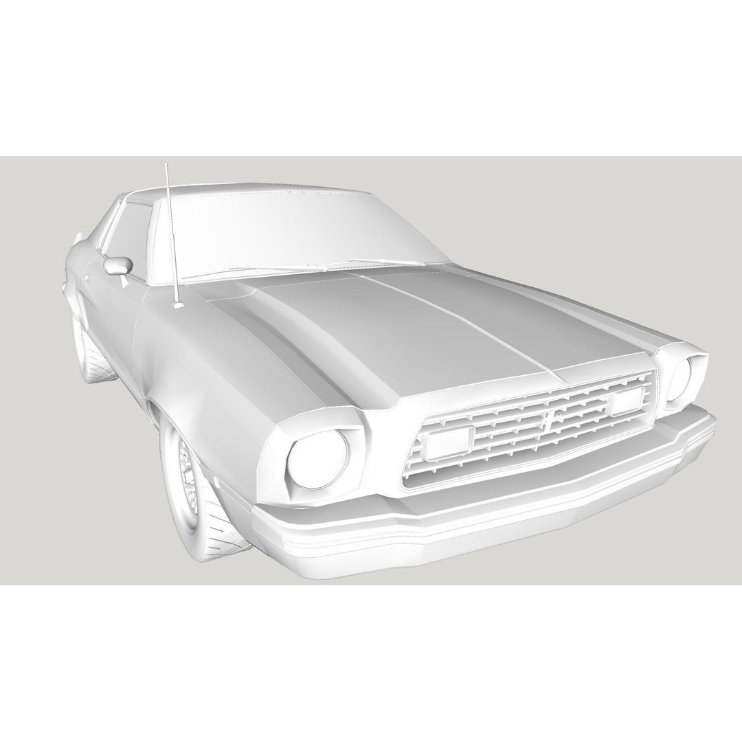 Mustang Ghia 1976 3D Model – Low Poly Antique Car Asset, FBX - View 17