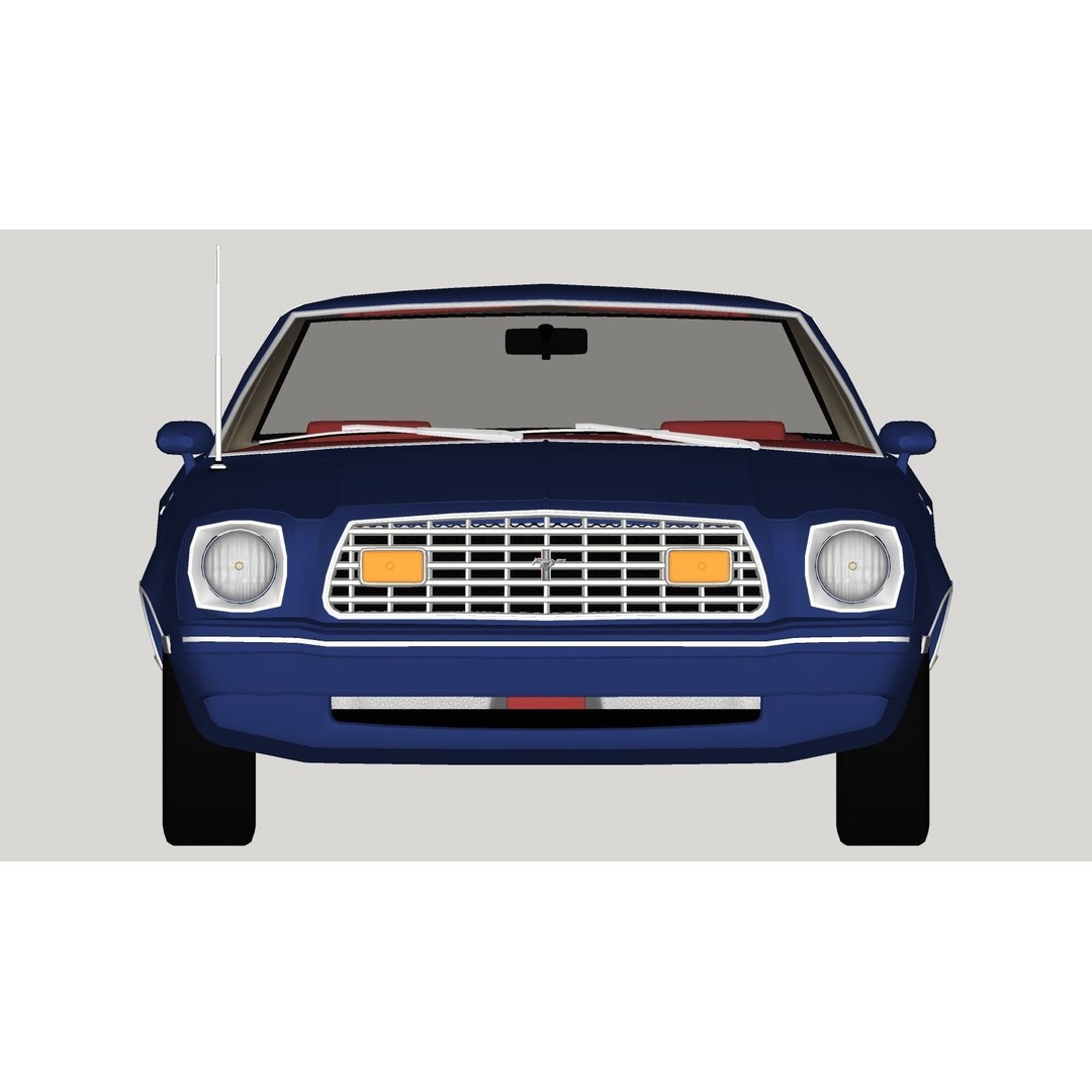 Mustang Ghia 1976 3D Model – Low Poly Antique Car Asset, FBX - View 21