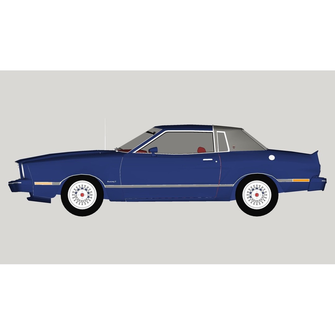Mustang Ghia 1976 3D Model – Low Poly Antique Car Asset, FBX - View 23