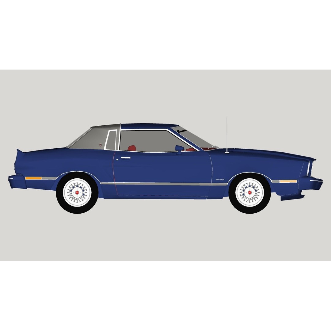 Mustang Ghia 1976 3D Model – Low Poly Antique Car Asset, FBX - View 24