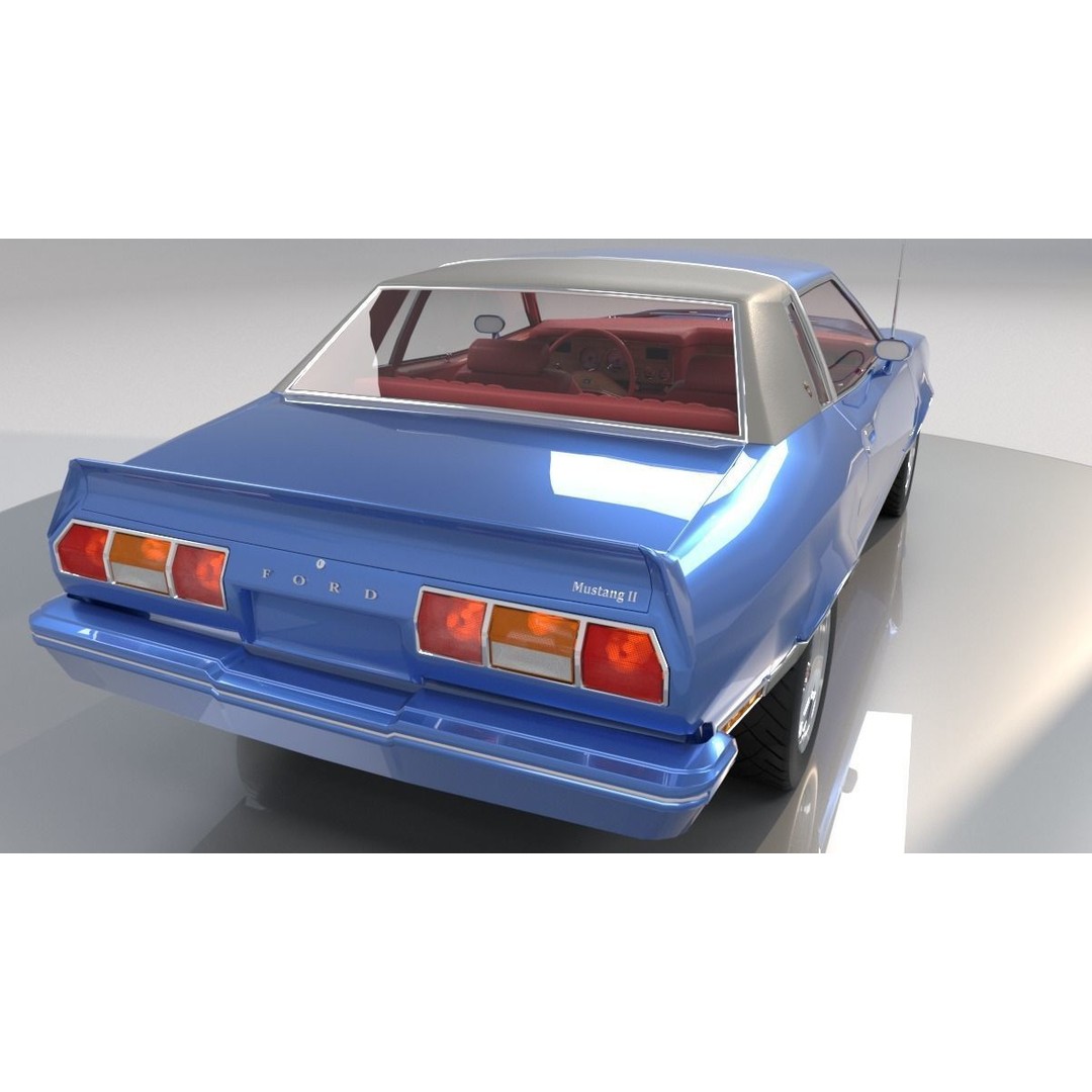 Mustang Ghia 1976 3D Model – Low Poly Antique Car Asset, FBX - View 3
