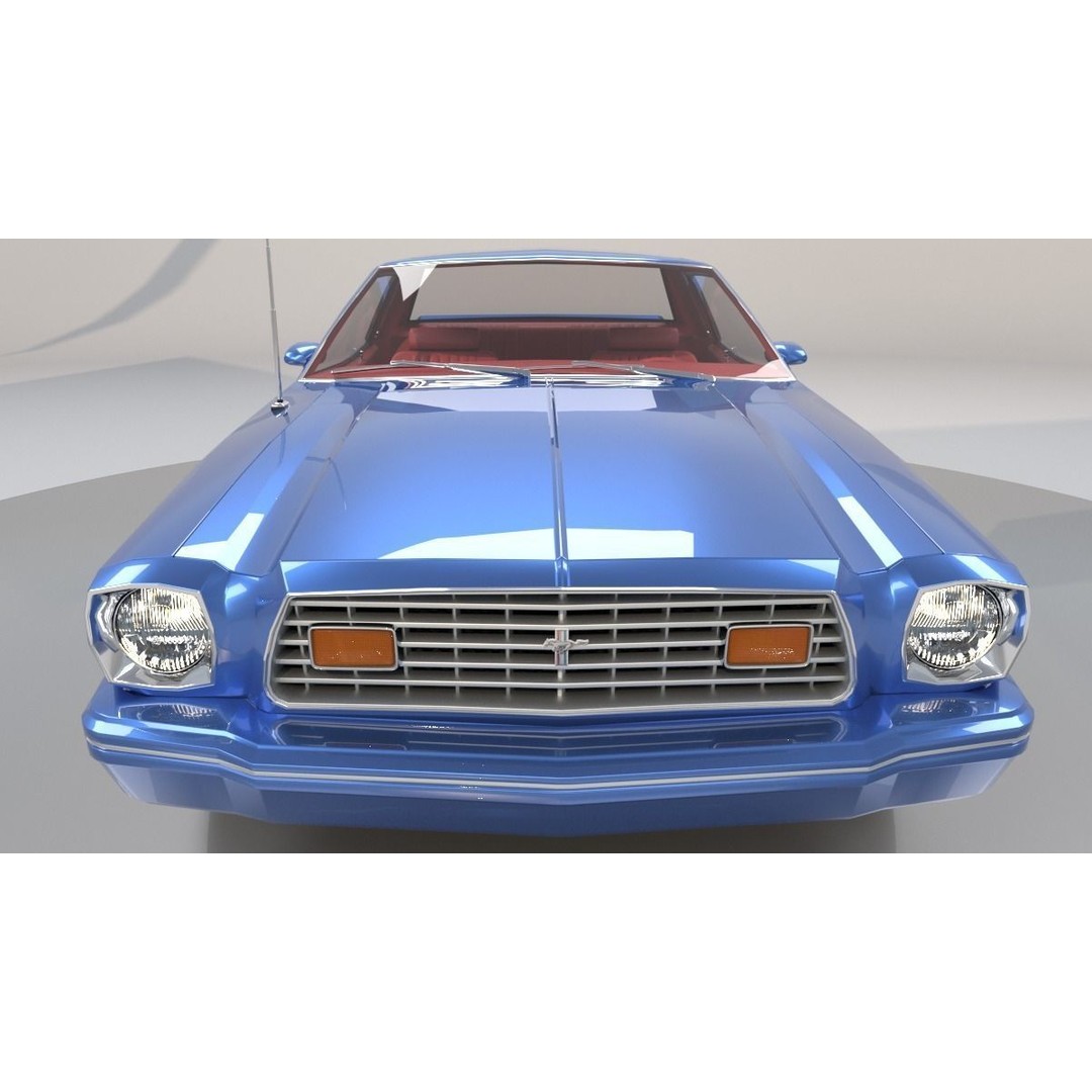 Mustang Ghia 1976 3D Model – Low Poly Antique Car Asset, FBX - View 6