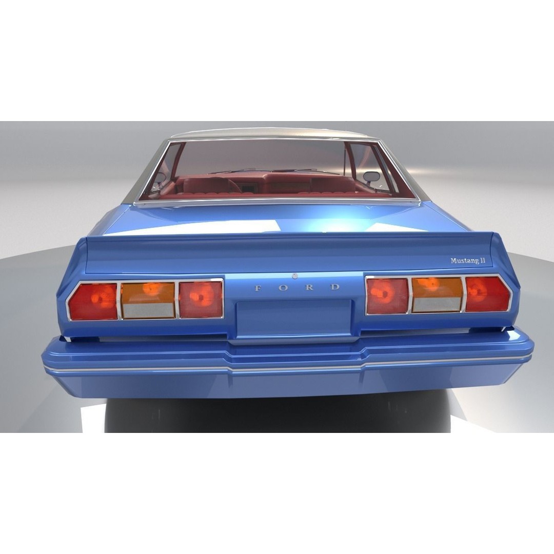Mustang Ghia 1976 3D Model – Low Poly Antique Car Asset, FBX - View 7