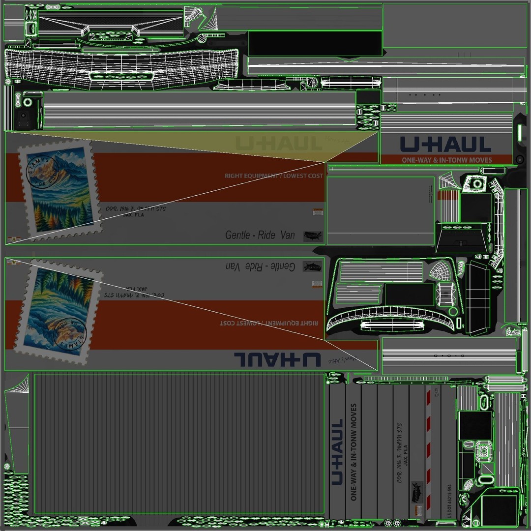 U-Haul Moving Box Truck 3D Model – Low Poly Game Ready Vehicle, FBX