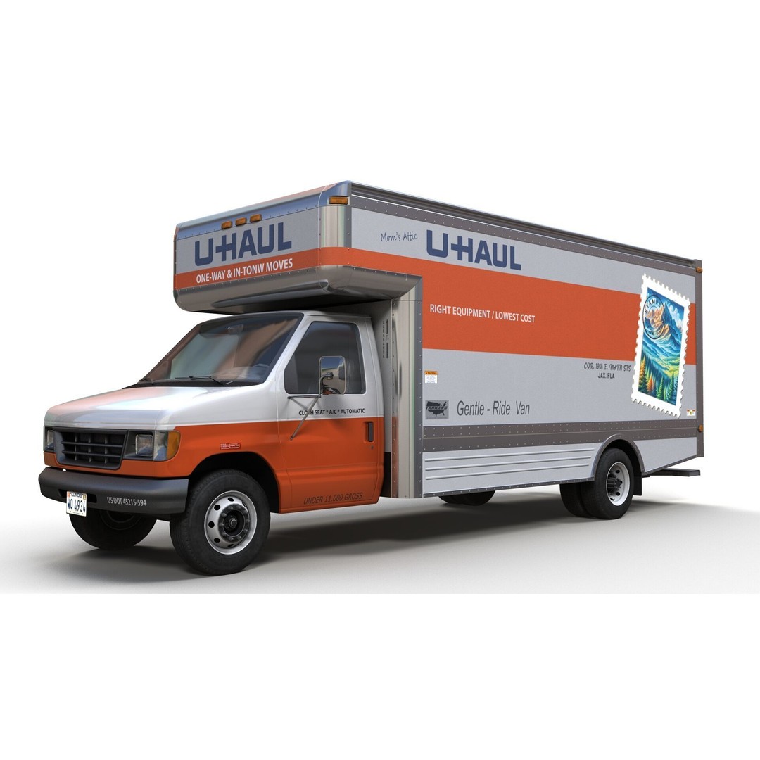 U-Haul Moving Box Truck 3D Model – Low Poly Game Ready Vehicle, FBX - View 10