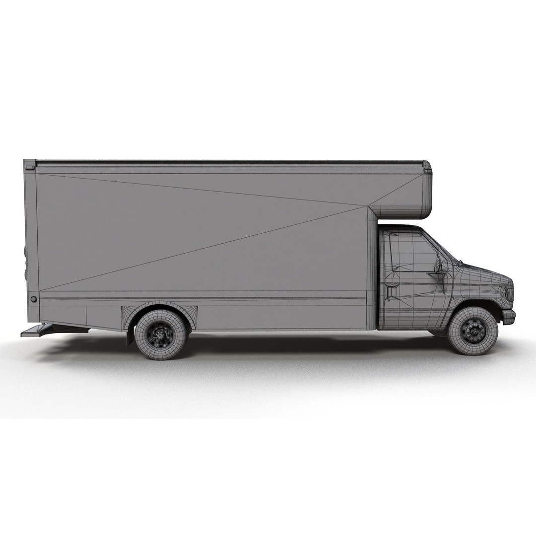 U-Haul Moving Box Truck 3D Model – Low Poly Game Ready Vehicle, FBX - View 13