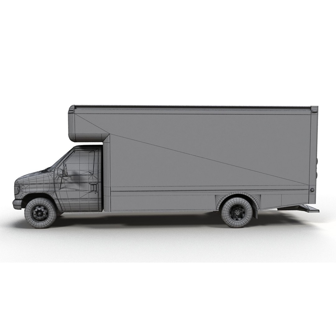 U-Haul Moving Box Truck 3D Model – Low Poly Game Ready Vehicle, FBX - View 15