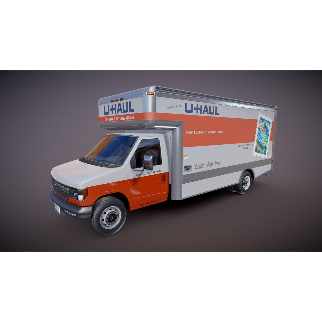 U-Haul Moving Box Truck 3D Model – Low Poly Game Ready Vehicle, FBX - View 19