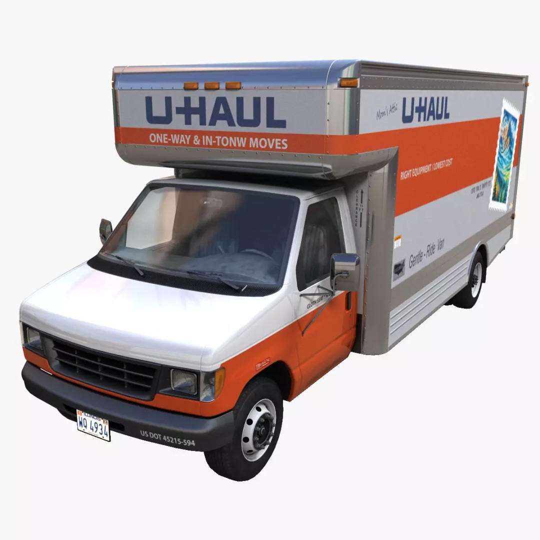 U-Haul Moving Box Truck 3D Model – Low Poly Game Ready Vehicle, FBX - View 2