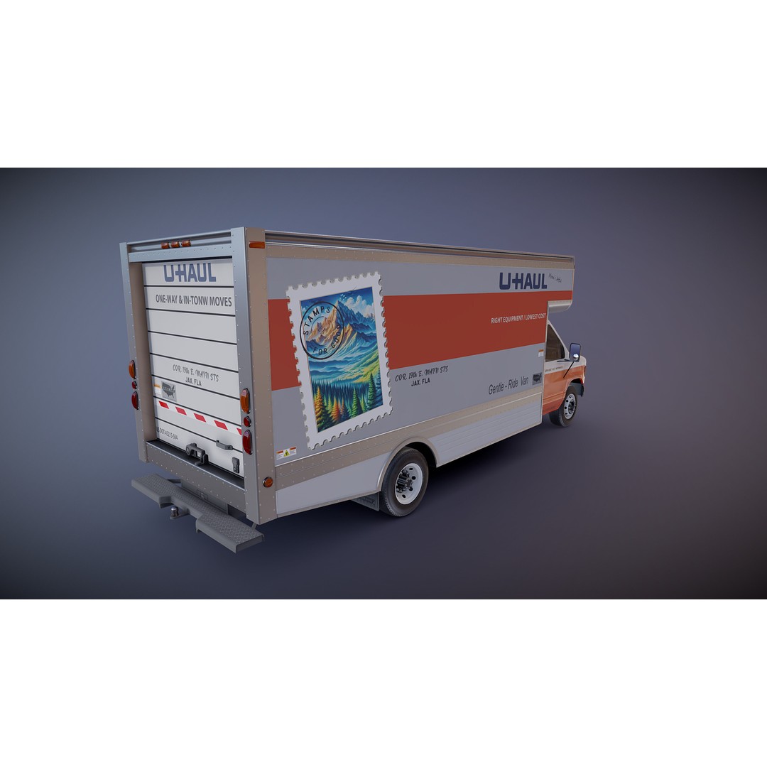 U-Haul Moving Box Truck 3D Model – Low Poly Game Ready Vehicle, FBX - View 20