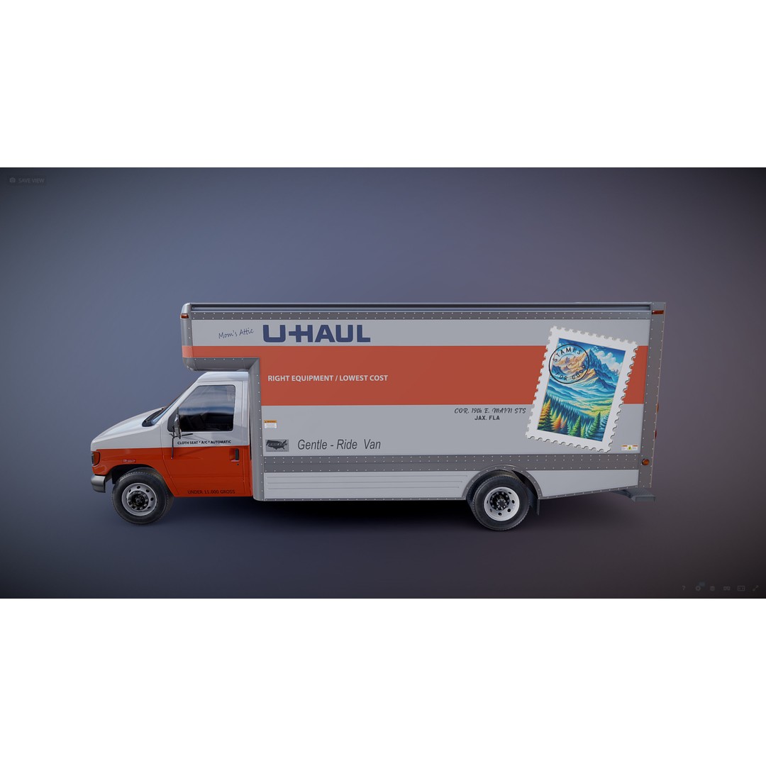 U-Haul Moving Box Truck 3D Model – Low Poly Game Ready Vehicle, FBX - View 21
