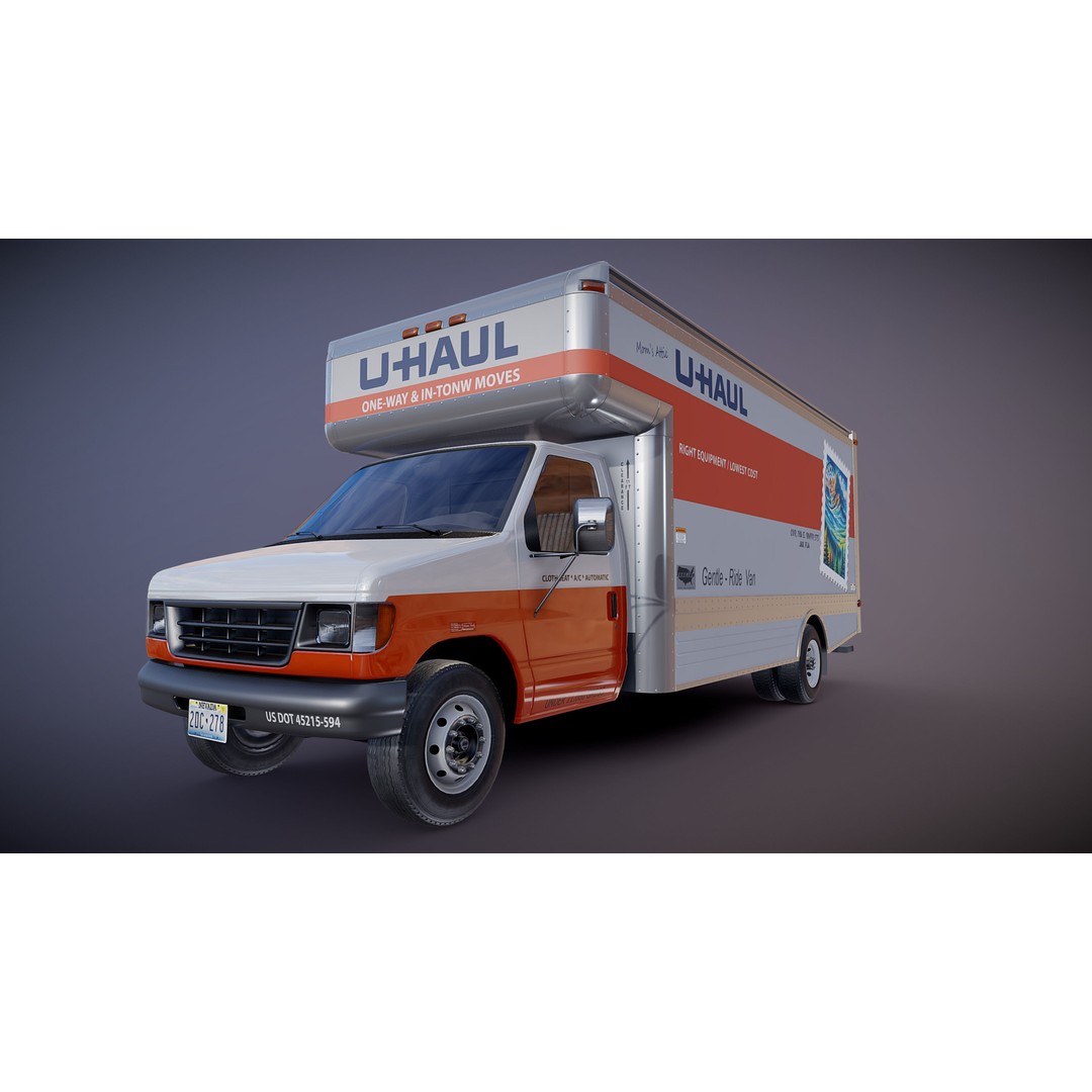 U-Haul Moving Box Truck 3D Model – Low Poly Game Ready Vehicle, FBX - View 23