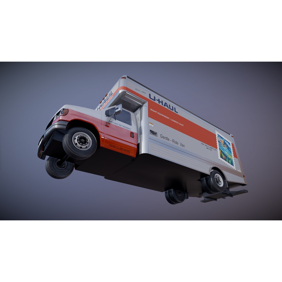 U-Haul Moving Box Truck 3D Model – Low Poly Game Ready Vehicle, FBX - View 24