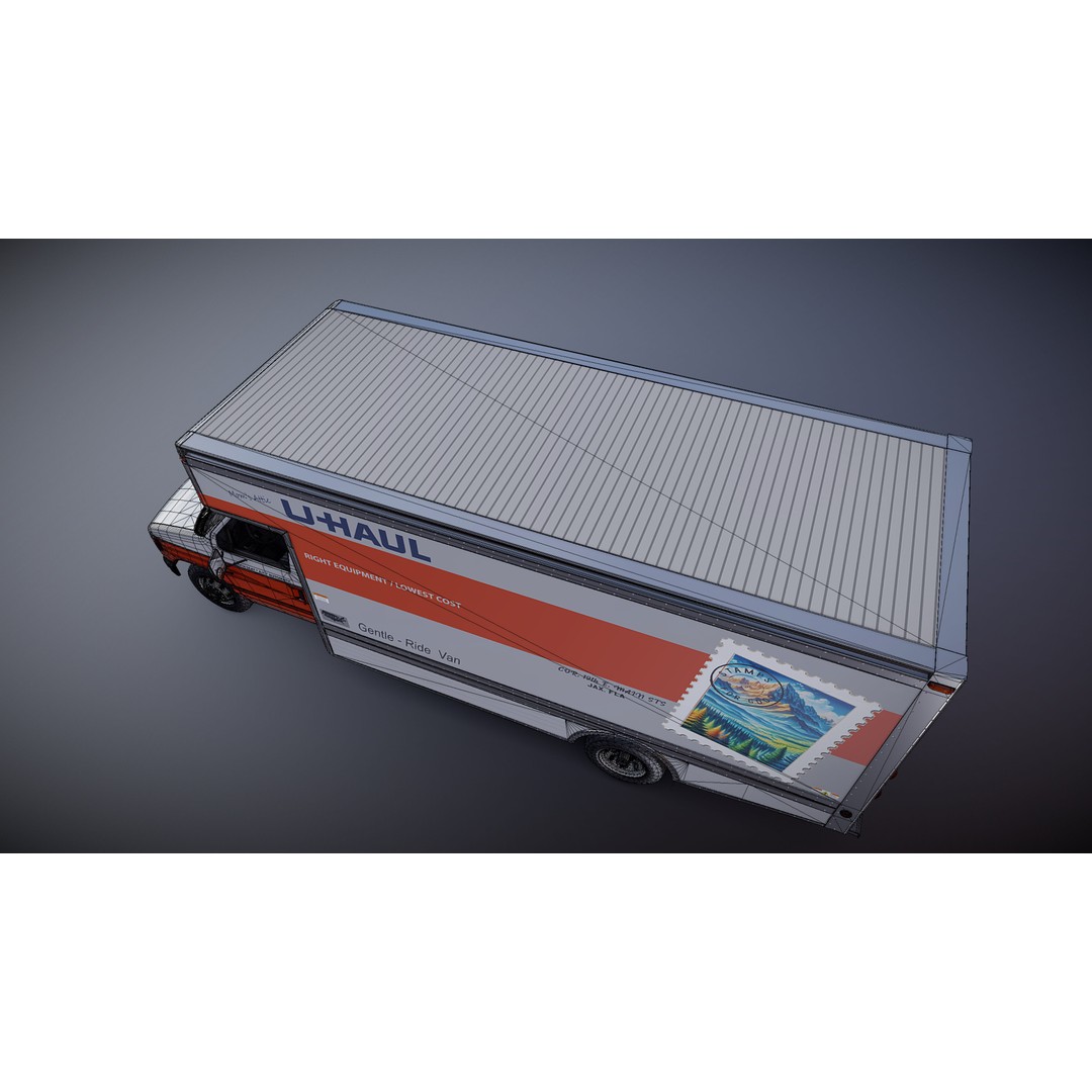 U-Haul Moving Box Truck 3D Model – Low Poly Game Ready Vehicle, FBX - View 29