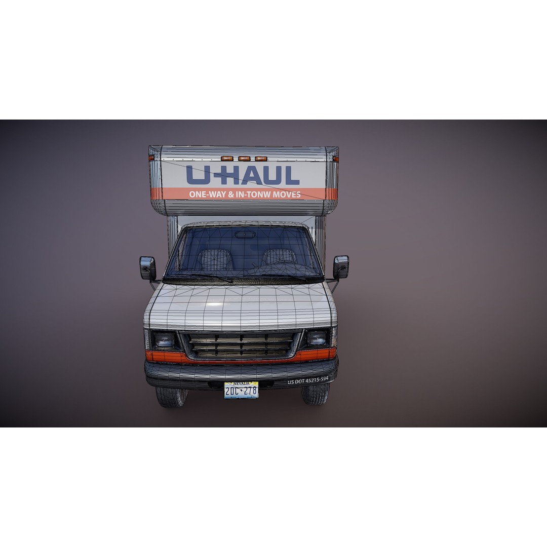 U-Haul Moving Box Truck 3D Model – Low Poly Game Ready Vehicle, FBX - View 30