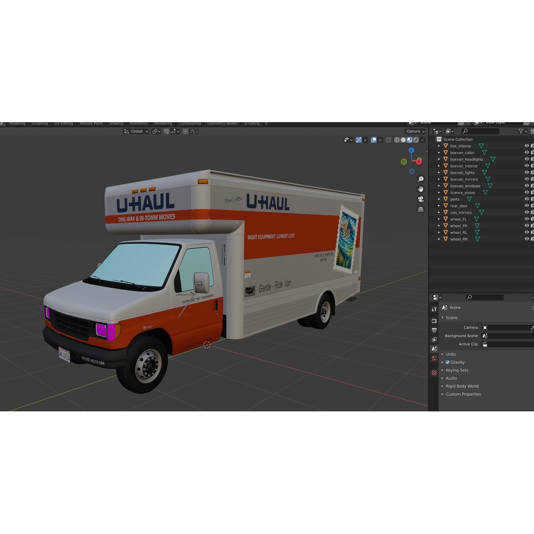 U-Haul Moving Box Truck 3D Model – Low Poly Game Ready Vehicle, FBX - View 38