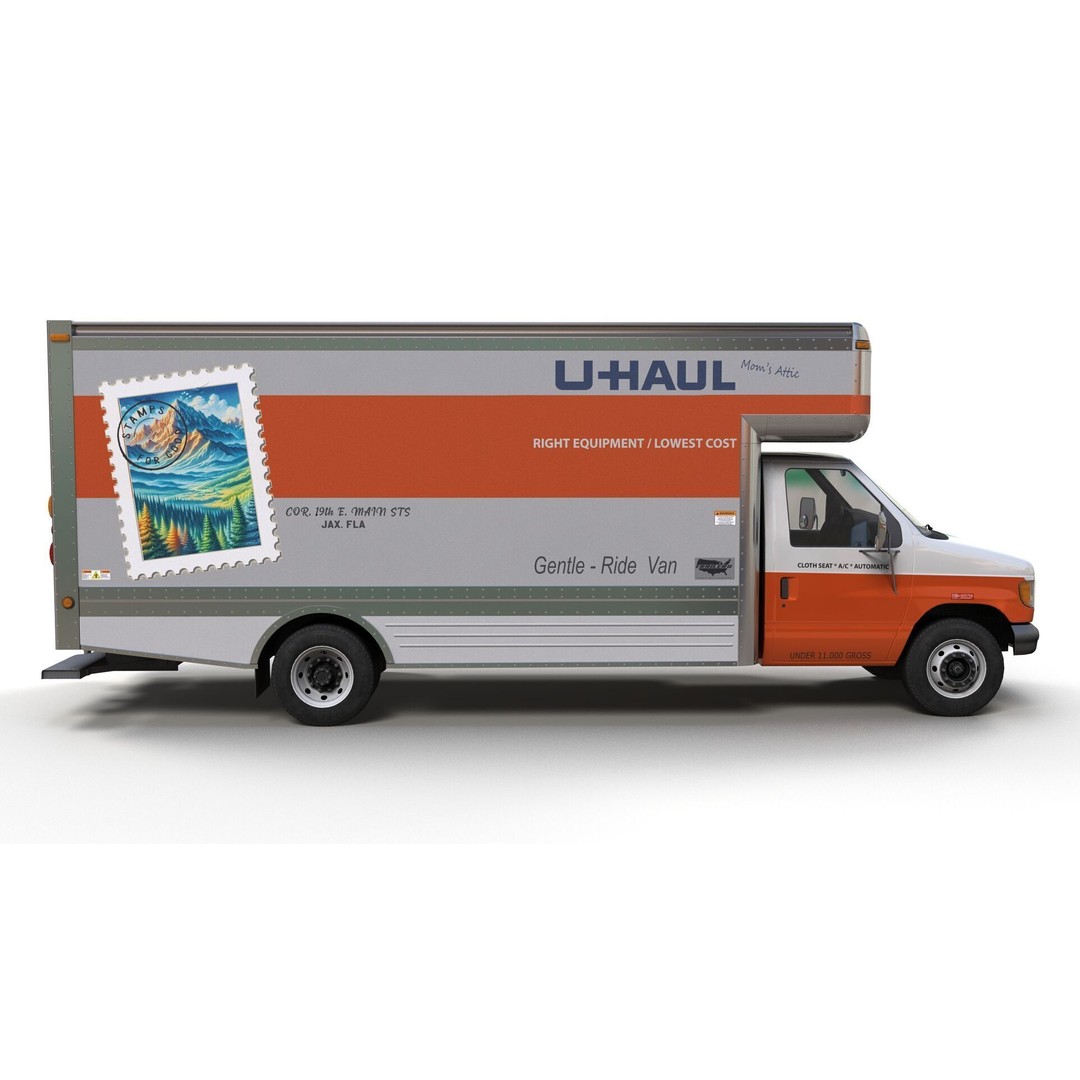 U-Haul Moving Box Truck 3D Model – Low Poly Game Ready Vehicle, FBX - View 5