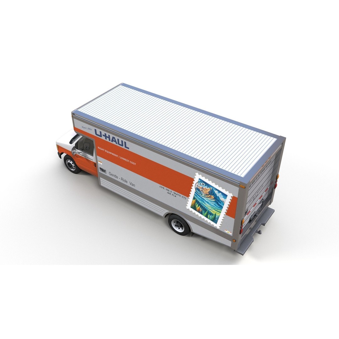 U-Haul Moving Box Truck 3D Model – Low Poly Game Ready Vehicle, FBX - View 6
