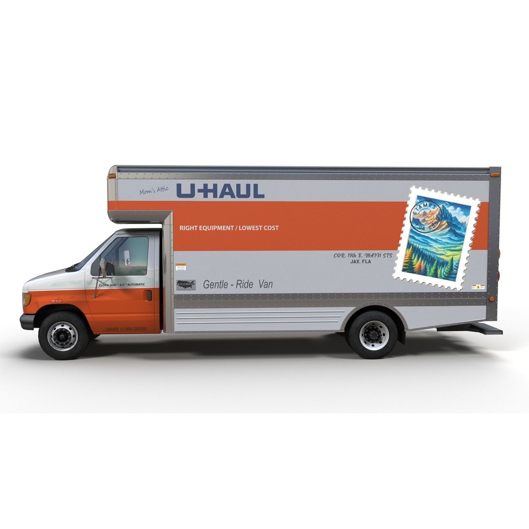 U-Haul Moving Box Truck 3D Model – Low Poly Game Ready Vehicle, FBX - View 7