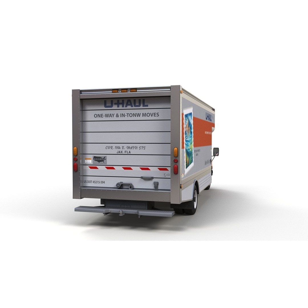 U-Haul Moving Box Truck 3D Model – Low Poly Game Ready Vehicle, FBX - View 8