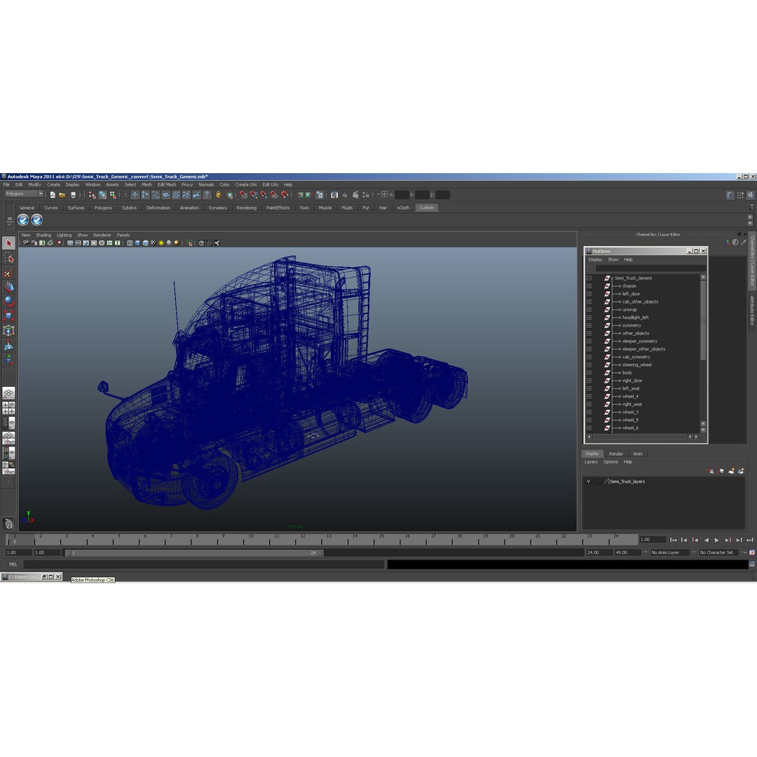 Semi Truck 3D Model – High Poly Rigged Asset with PBR Textures