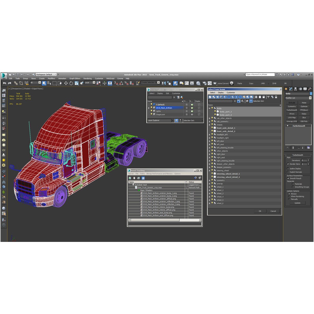 Semi Truck 3D Model – High Poly Rigged Asset with PBR Textures - View 29