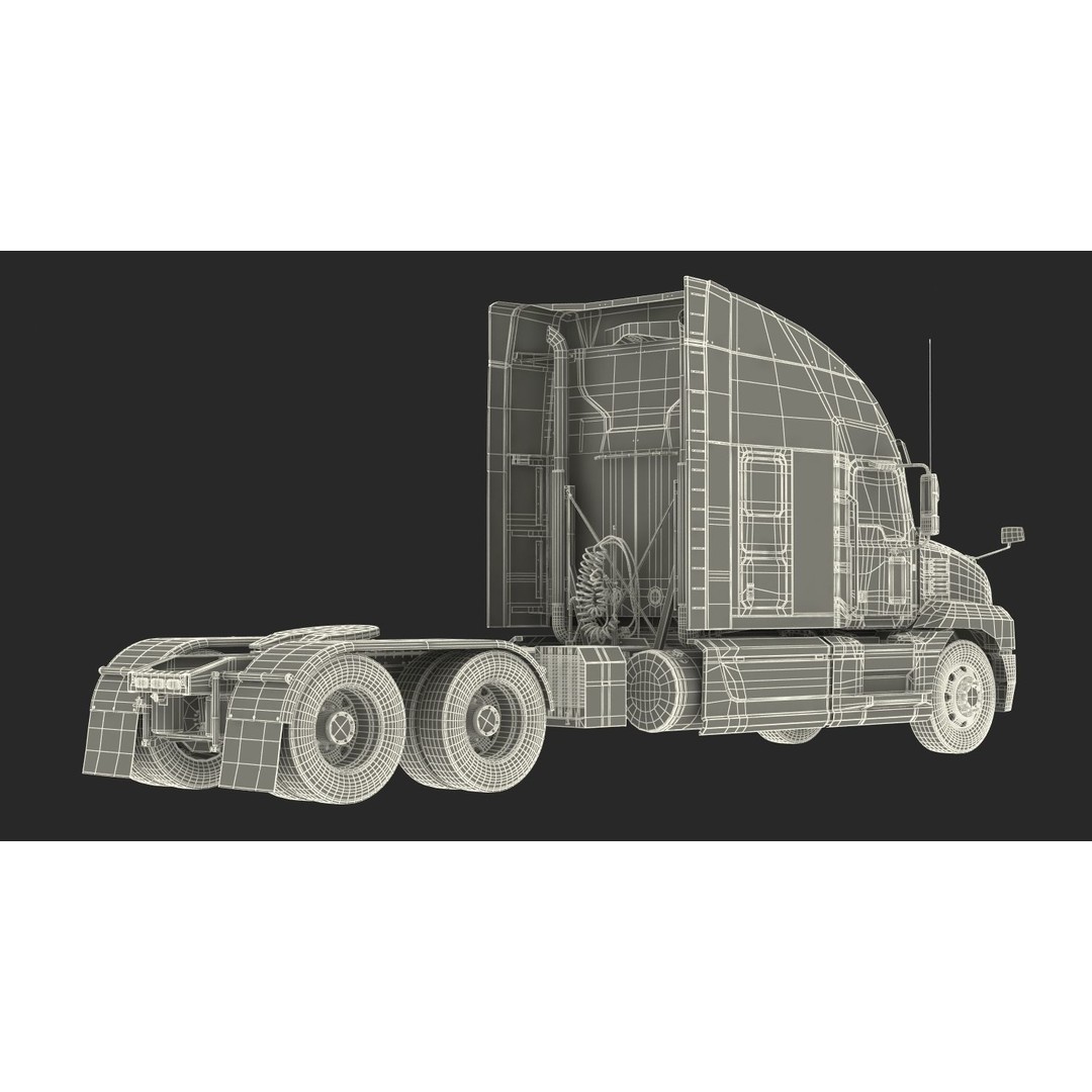 Semi Truck 3D Model – High Poly Rigged Asset with PBR Textures - View 30