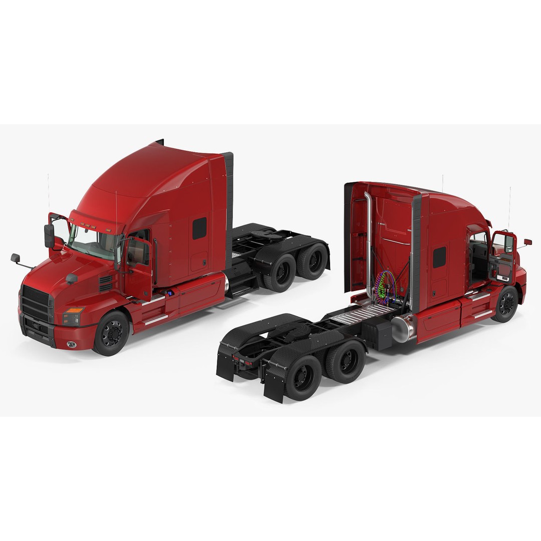 Semi Truck 3D Model – High Poly Rigged Asset with PBR Textures - View 8