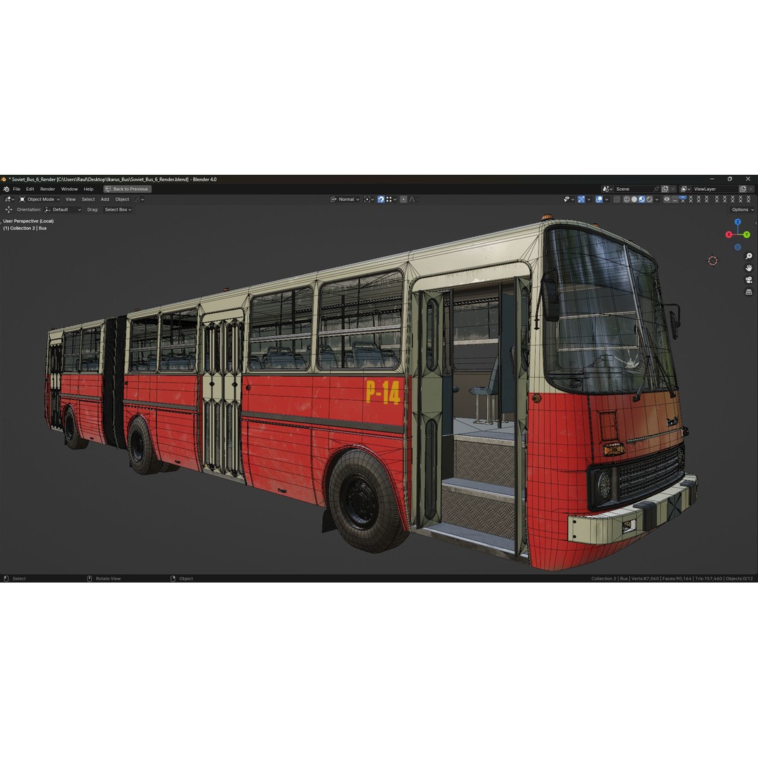 Soviet Bus 3D Model – Low Poly Game Ready Asset, FBX, OBJ - View 7