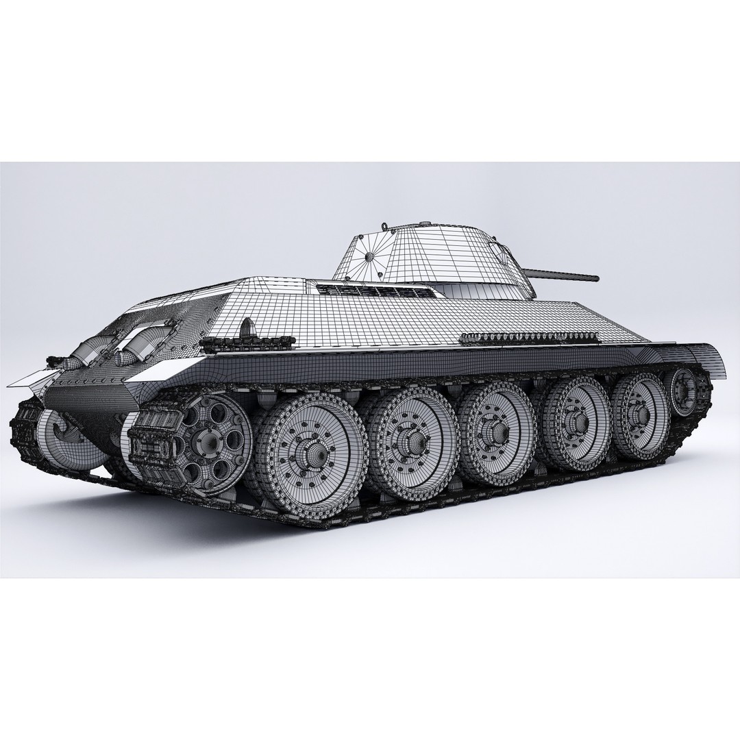 T-34 3D Model – WWII Soviet Medium Tank, PBR, Rigged, FBX