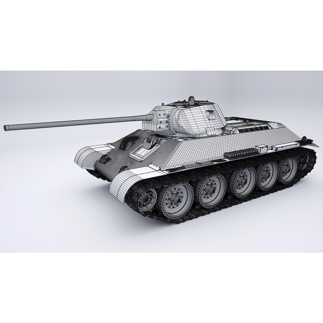 T-34 3D Model – WWII Soviet Medium Tank, PBR, Rigged, FBX - View 10