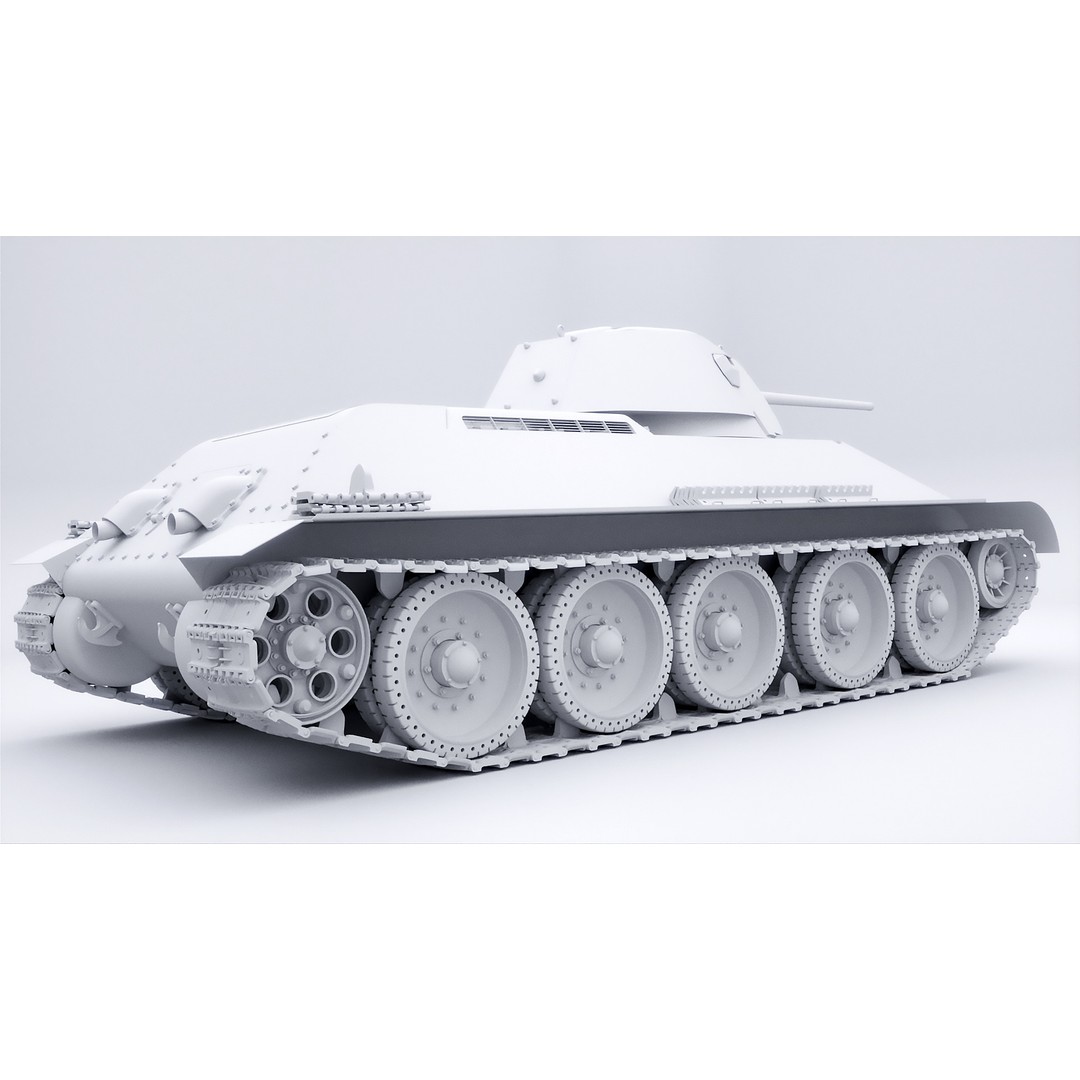 T-34 3D Model – WWII Soviet Medium Tank, PBR, Rigged, FBX - View 11