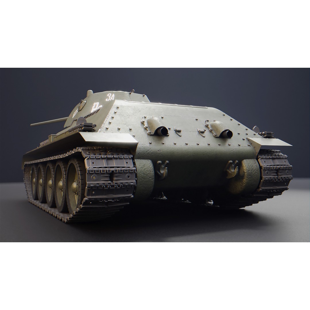 T-34 3D Model – WWII Soviet Medium Tank, PBR, Rigged, FBX - View 3