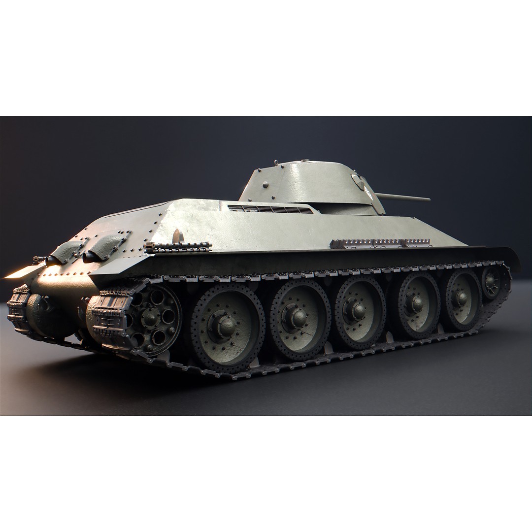 T-34 3D Model – WWII Soviet Medium Tank, PBR, Rigged, FBX - View 5