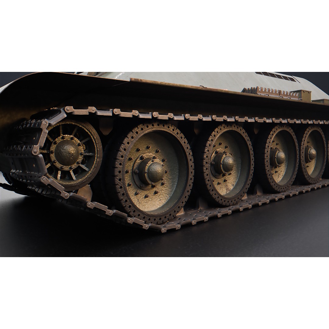 T-34 3D Model – WWII Soviet Medium Tank, PBR, Rigged, FBX - View 7