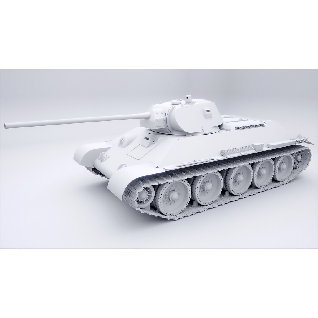 T-34 3D Model – WWII Soviet Medium Tank, PBR, Rigged, FBX - View 9