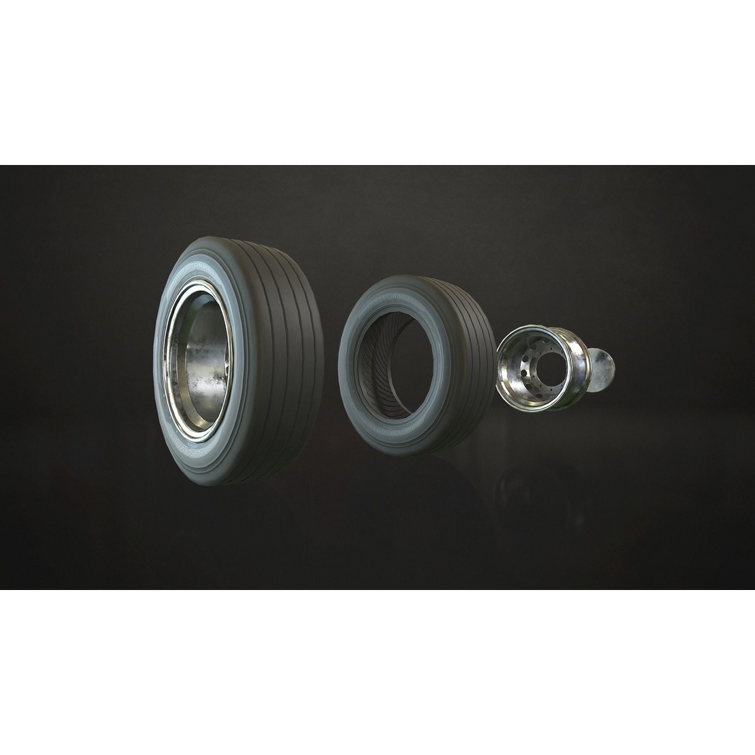 Truck Wheels 3D Model – Low Poly Game Ready Rims and Tires, FBX - View 14