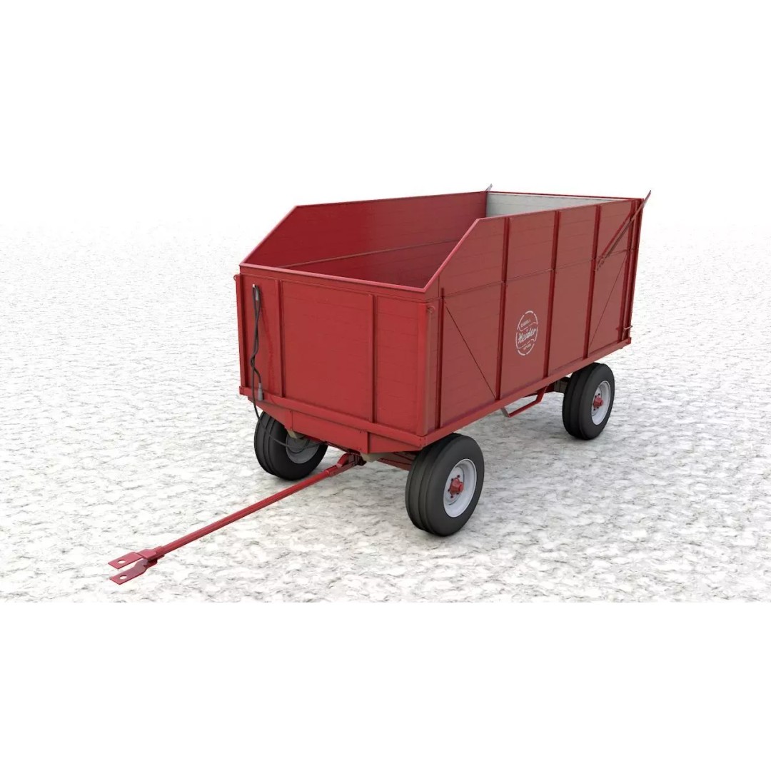 Heider Wooden Dump Wagons 3D Model – High Detail, Game-Ready, FBX, OBJ - View 2