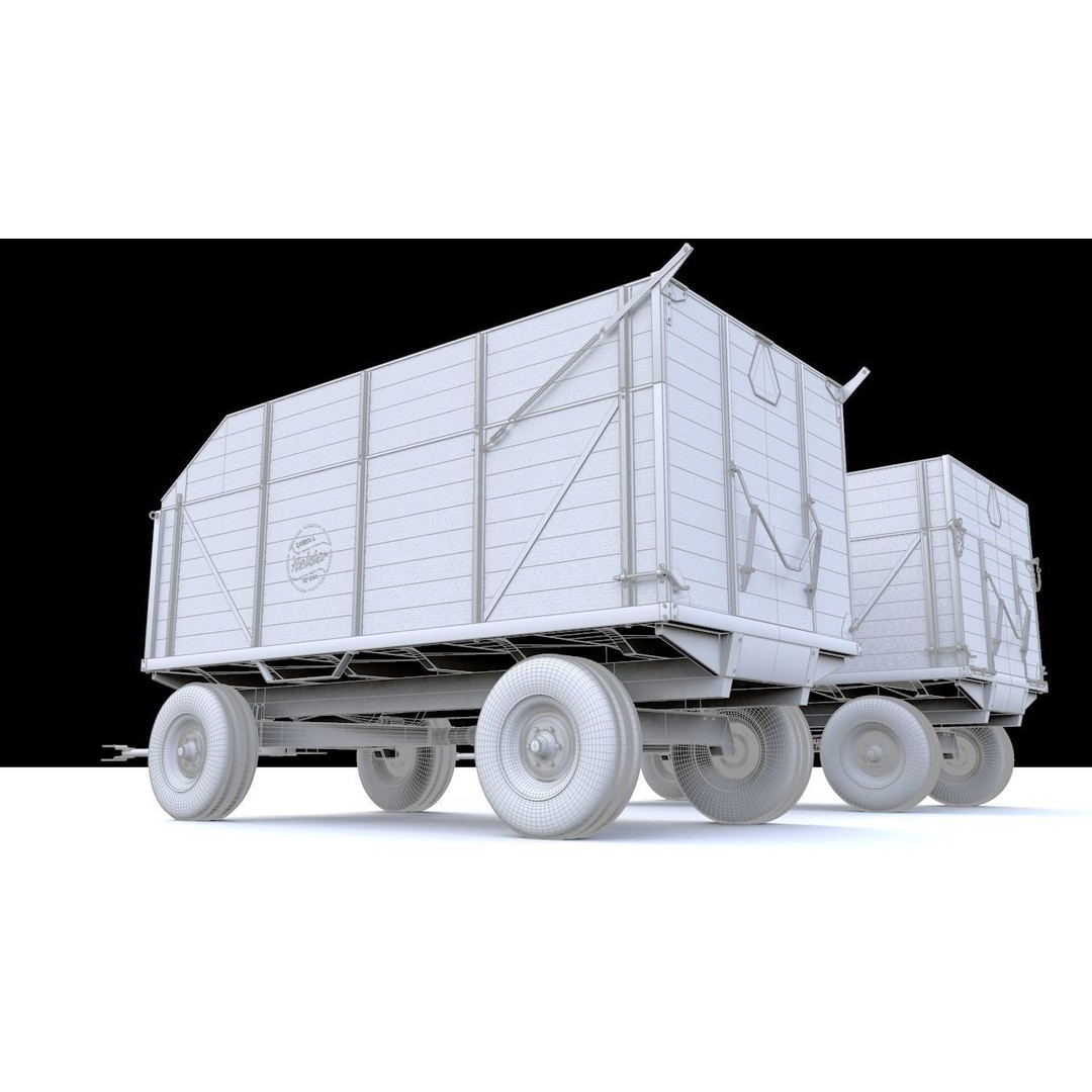 Heider Wooden Dump Wagons 3D Model – High Detail, Game-Ready, FBX, OBJ - View 20