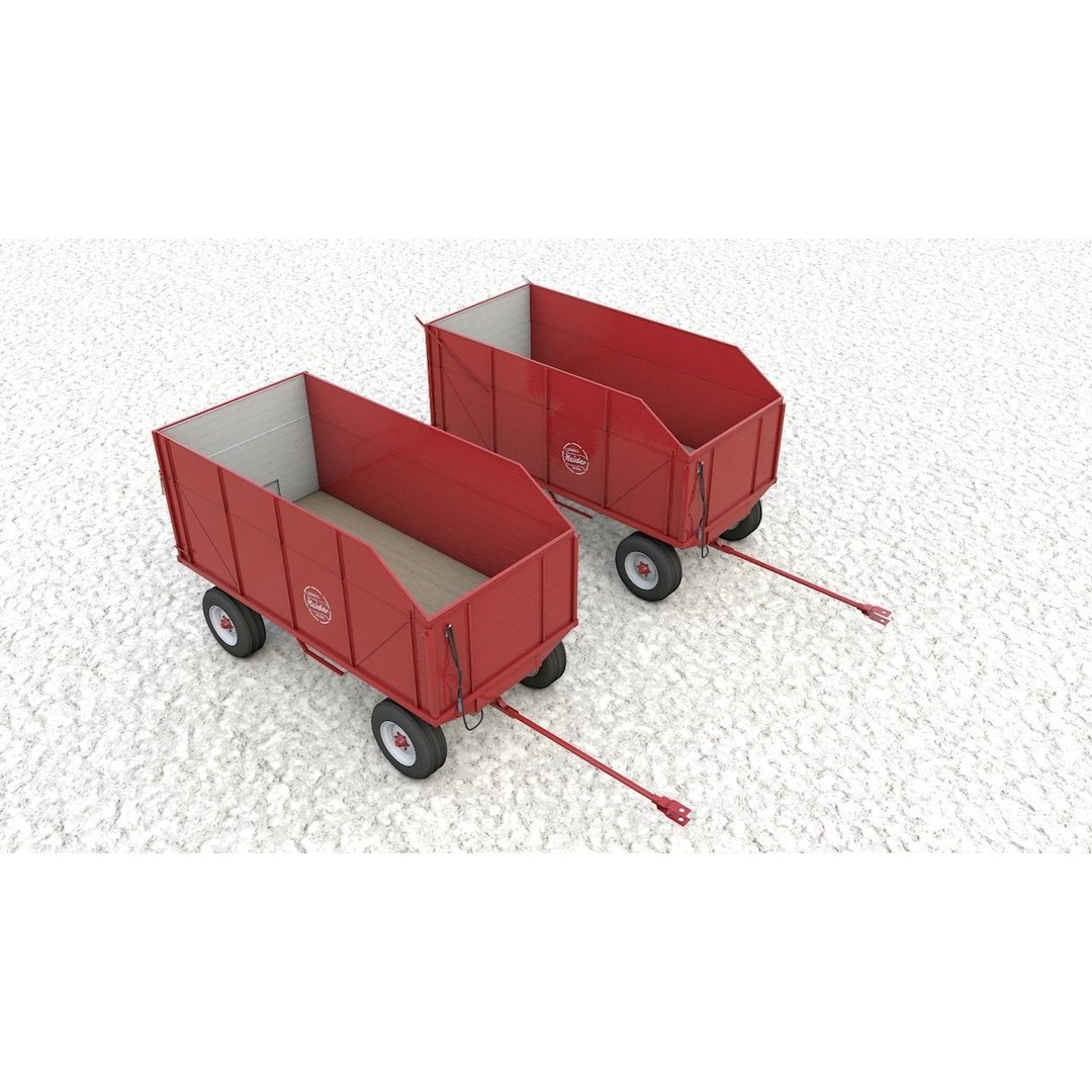 Heider Wooden Dump Wagons 3D Model – High Detail, Game-Ready, FBX, OBJ - View 21