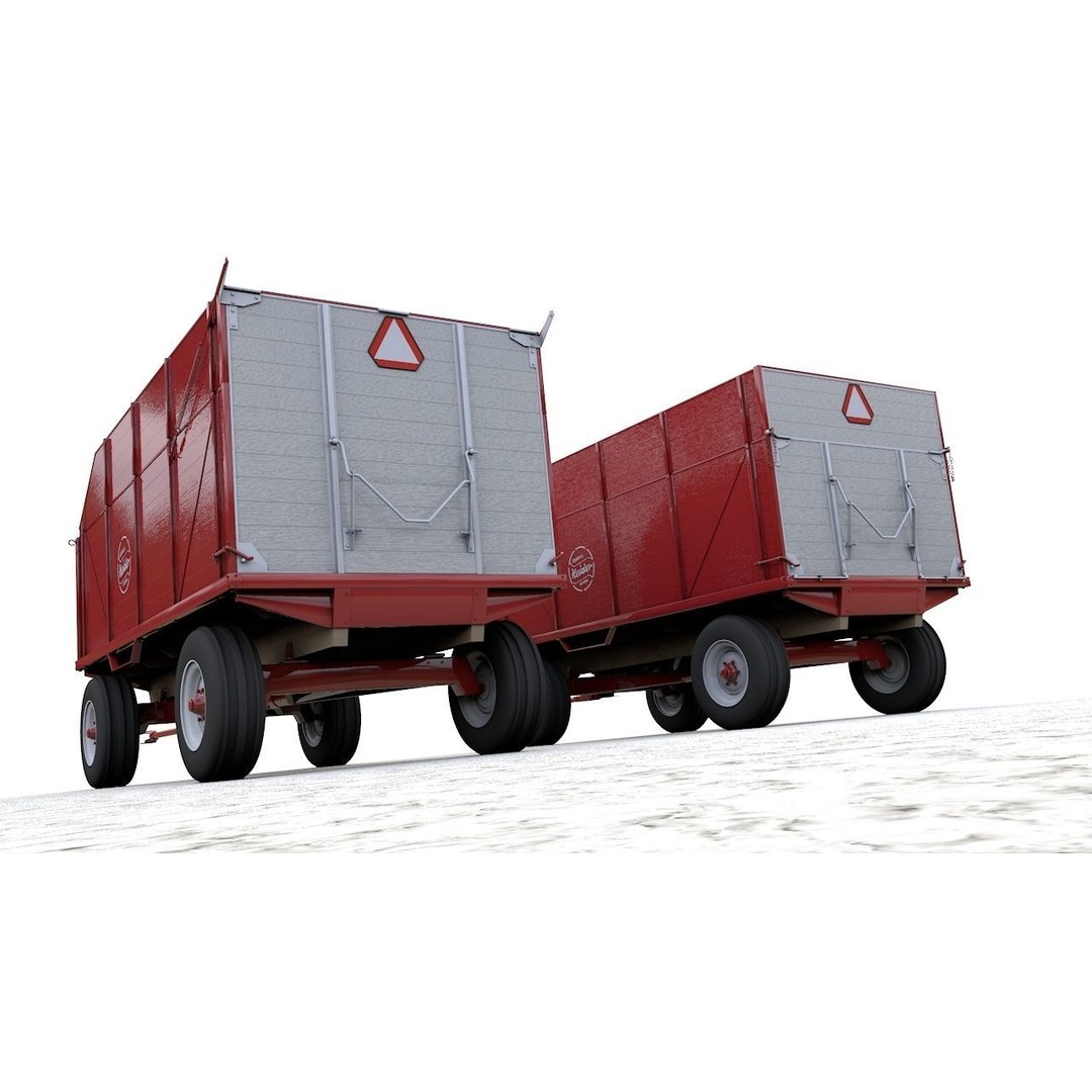 Heider Wooden Dump Wagons 3D Model – High Detail, Game-Ready, FBX, OBJ - View 3