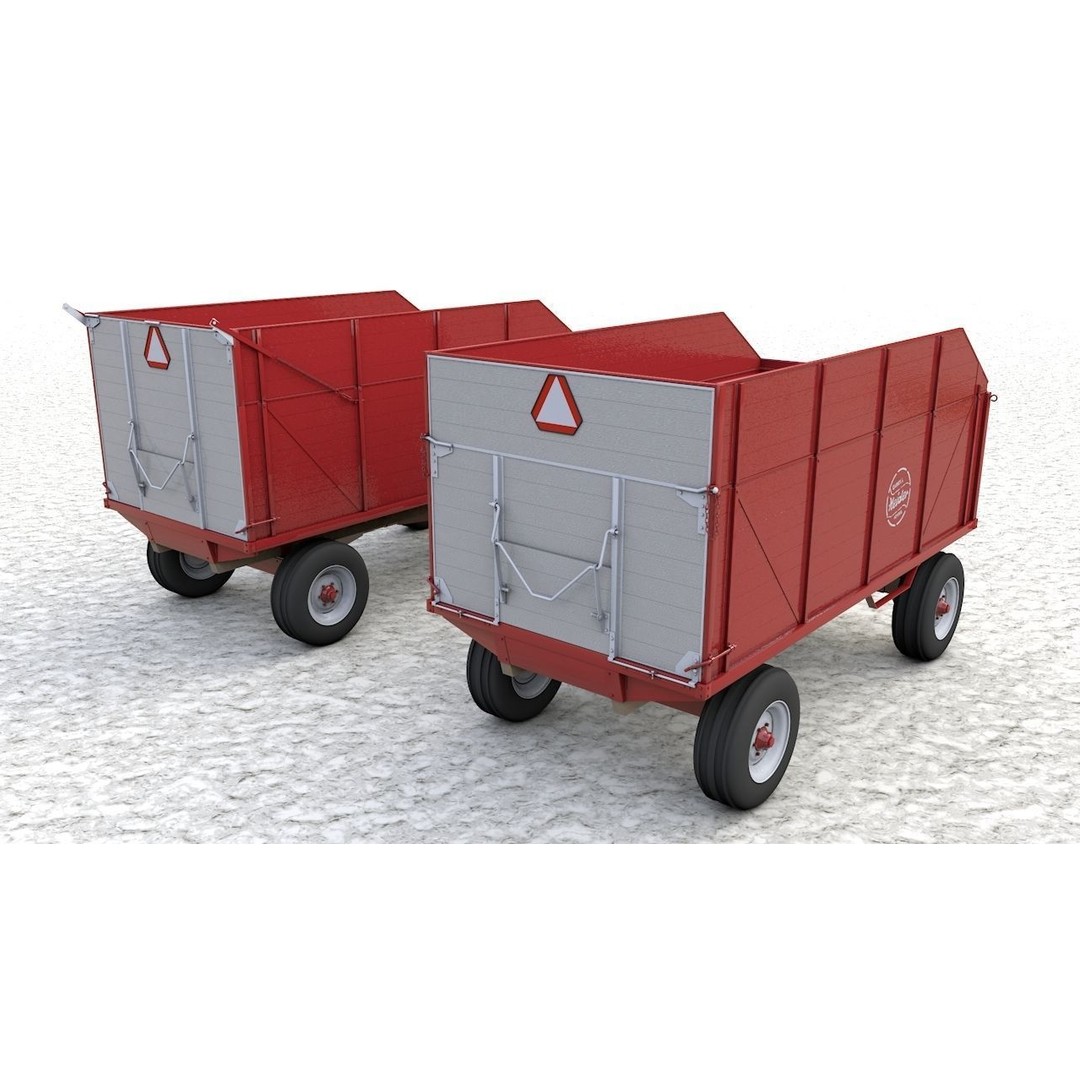 Heider Wooden Dump Wagons 3D Model – High Detail, Game-Ready, FBX, OBJ - View 4