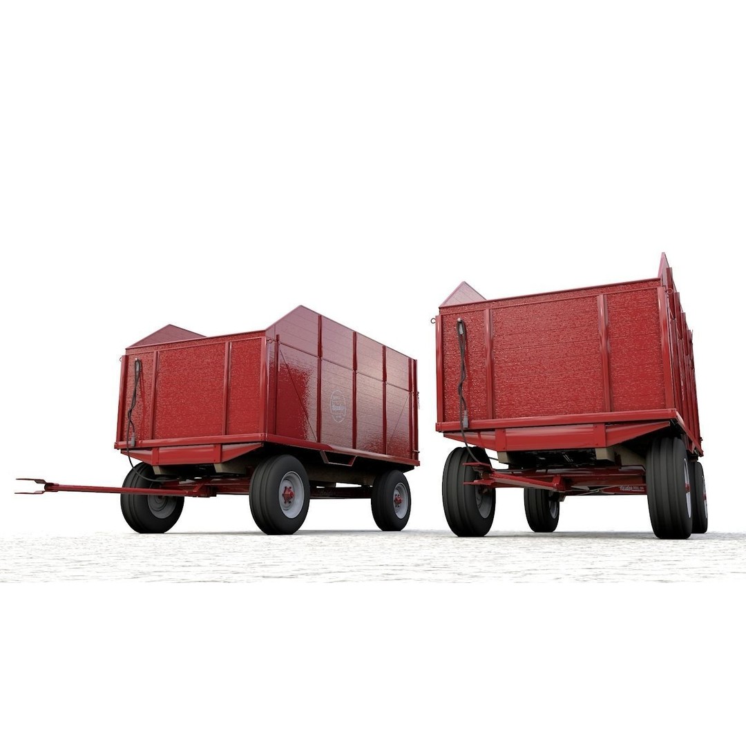 Heider Wooden Dump Wagons 3D Model – High Detail, Game-Ready, FBX, OBJ - View 5