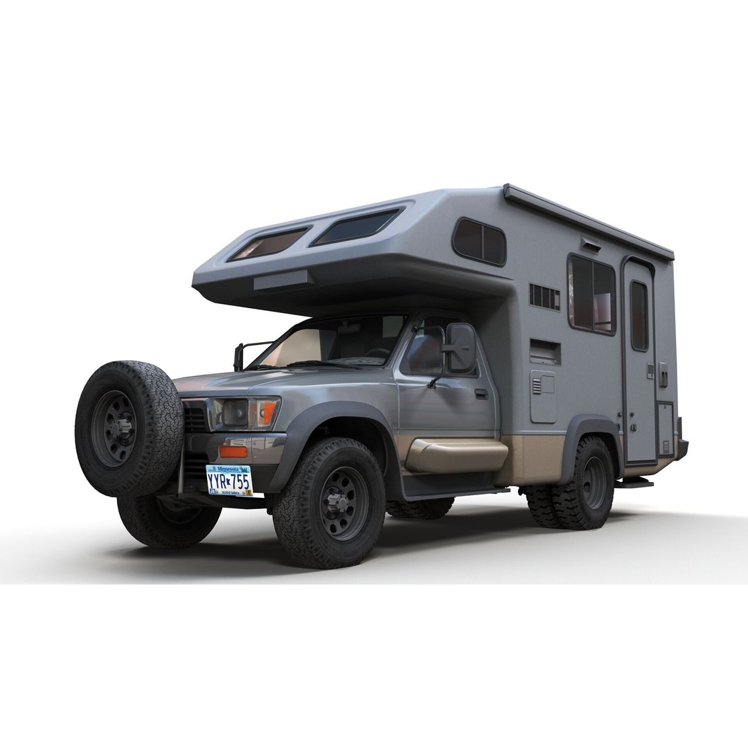 Toyota Hilux Galaxy Camper Truck 3D Model – Low Poly Game Ready FBX - View 11