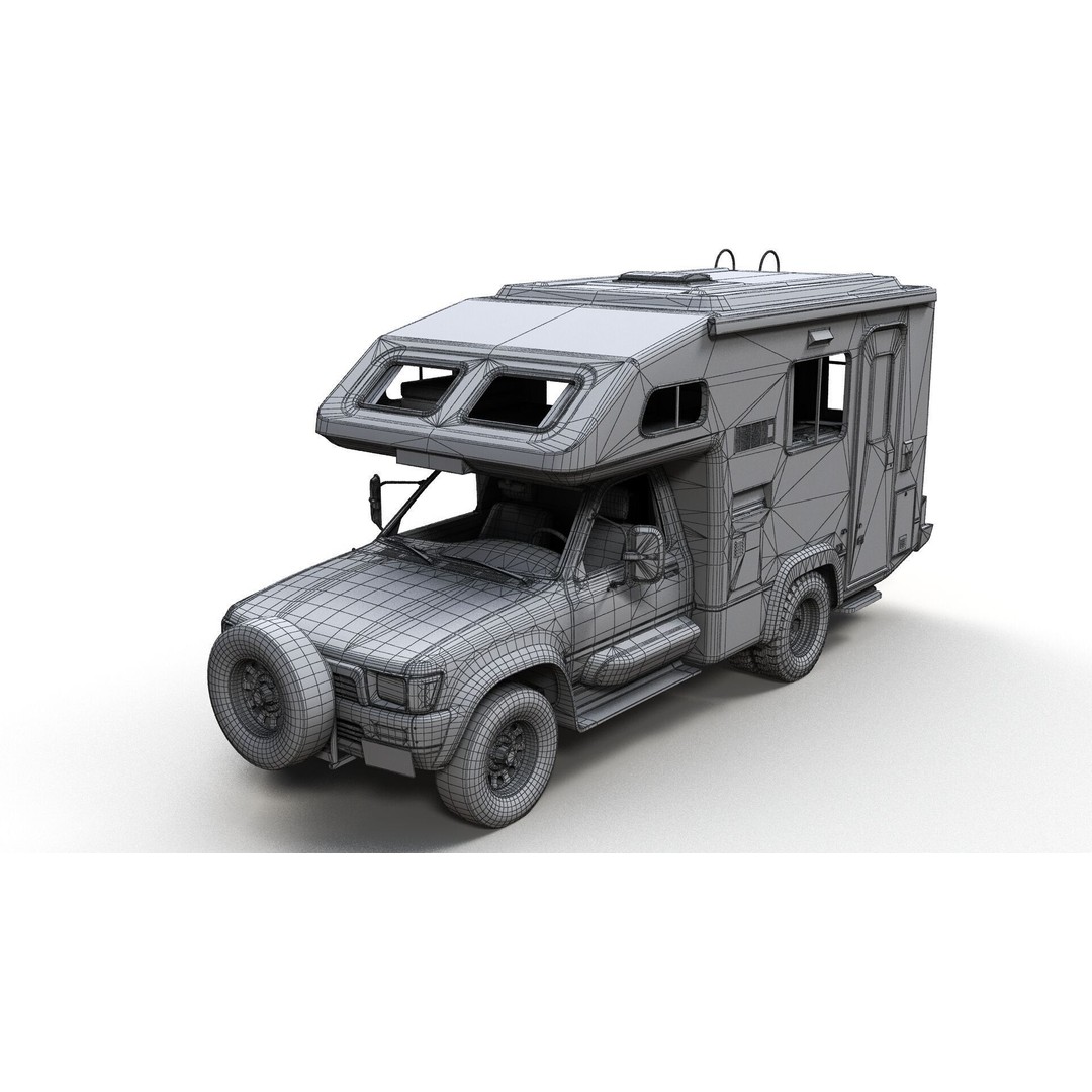 Toyota Hilux Galaxy Camper Truck 3D Model – Low Poly Game Ready FBX - View 12