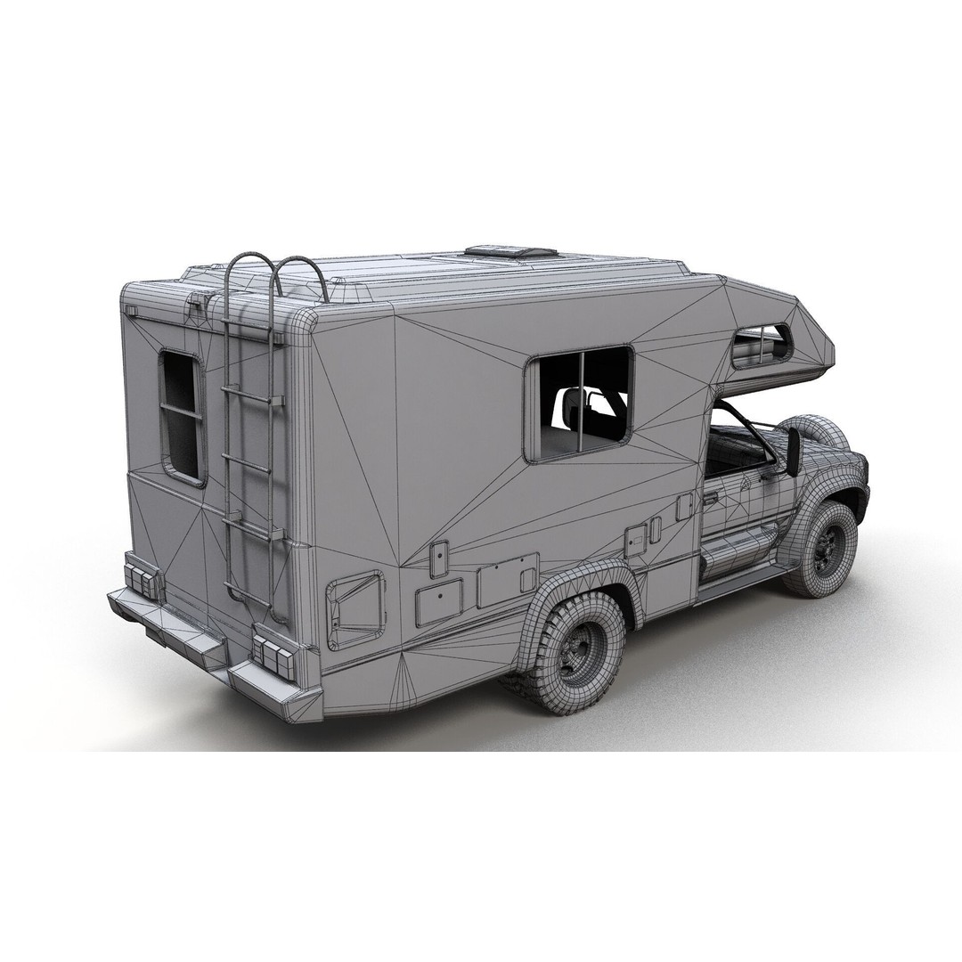 Toyota Hilux Galaxy Camper Truck 3D Model – Low Poly Game Ready FBX - View 13