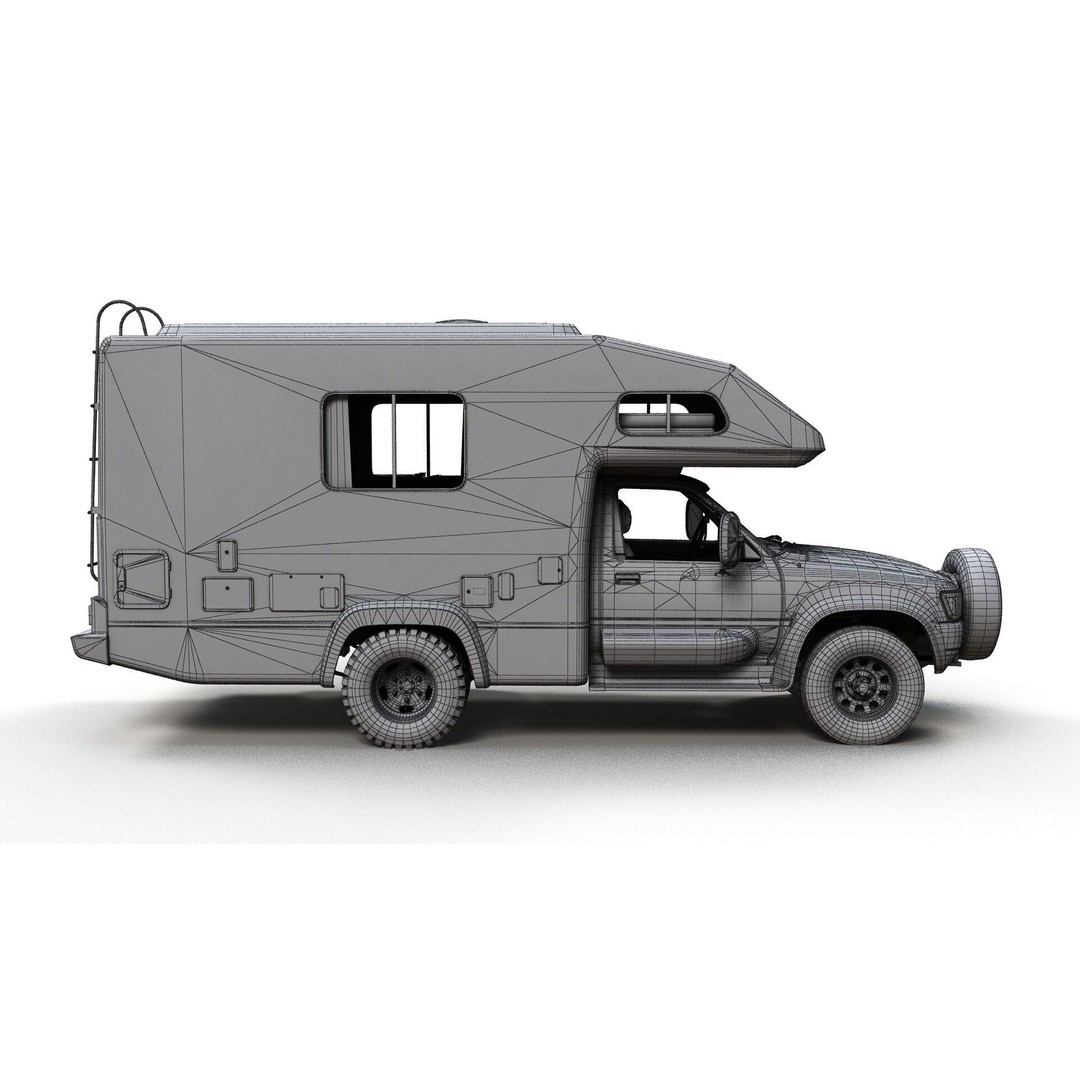 Toyota Hilux Galaxy Camper Truck 3D Model – Low Poly Game Ready FBX - View 14
