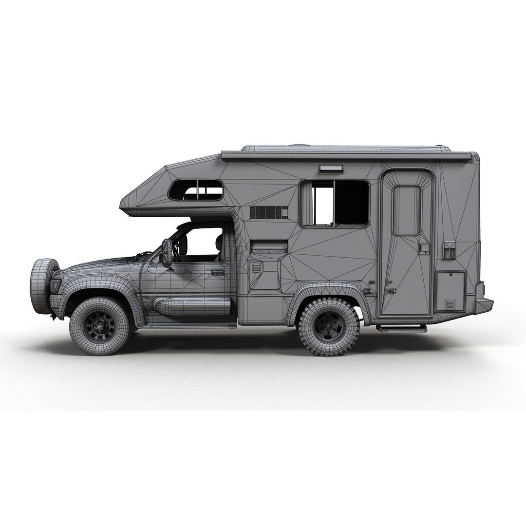 Toyota Hilux Galaxy Camper Truck 3D Model – Low Poly Game Ready FBX - View 16