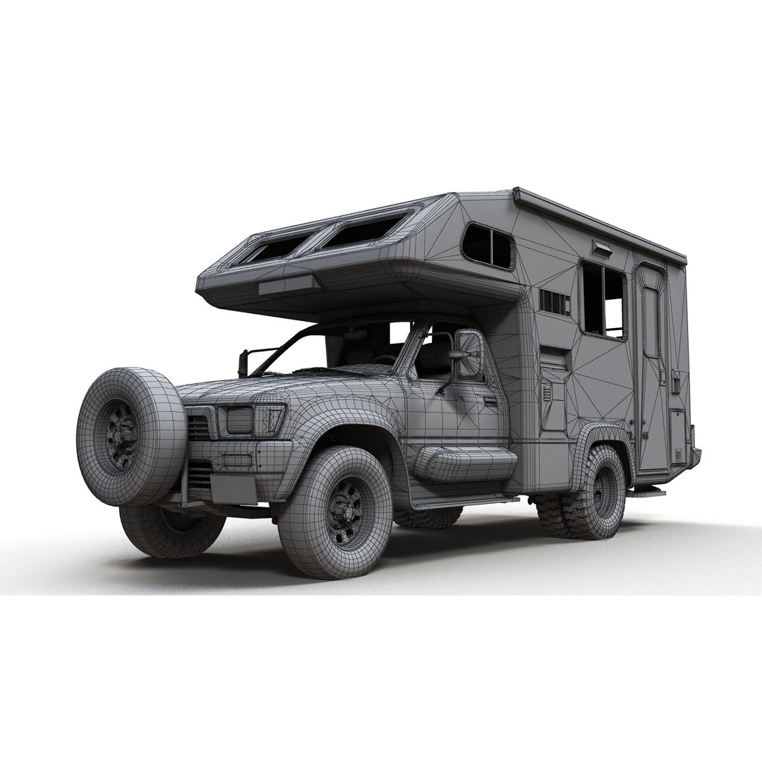 Toyota Hilux Galaxy Camper Truck 3D Model – Low Poly Game Ready FBX - View 19